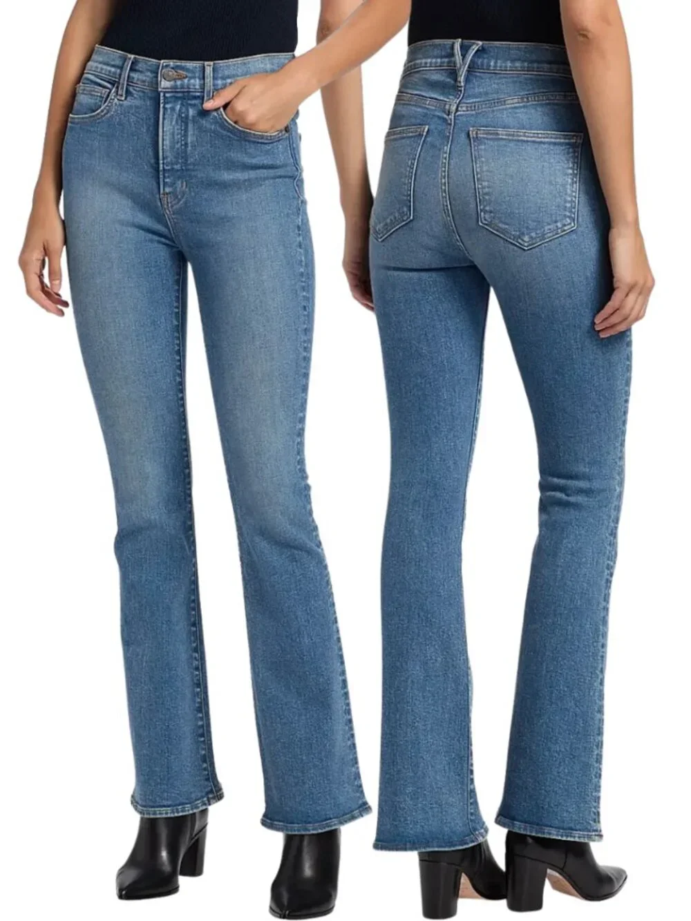 Veronica Beard Beverly Loafer High-Rise Skinny Flare Jeans Womens 32 Ripple Haze